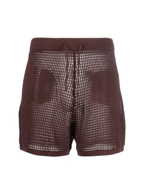 open-knit drawstring shorts