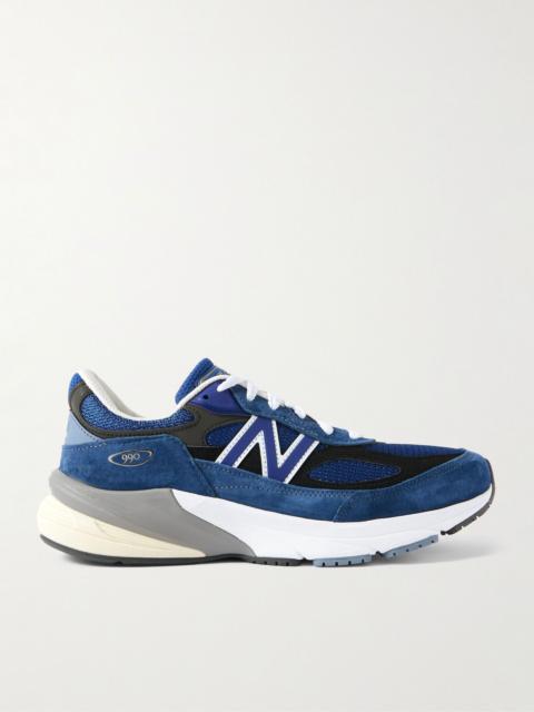 New Balance 990v6 Leather-Trimmed Suede and Mesh Sneakers Navy