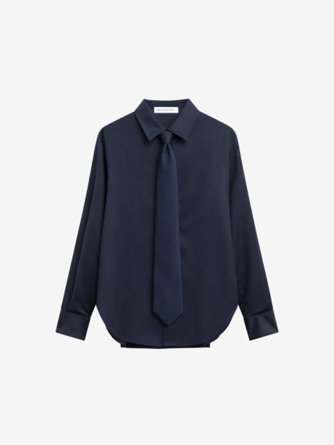 The Frankie Shop Peri Tie Neck Shirt - Navy