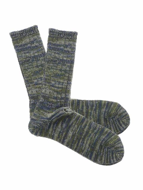 ANONYMOUSISM Anonymousism 5 Color Mix Crew  Sock Moss