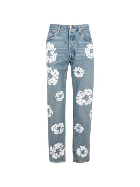 x Levi's Cotton Wreath-print straight-leg jeans