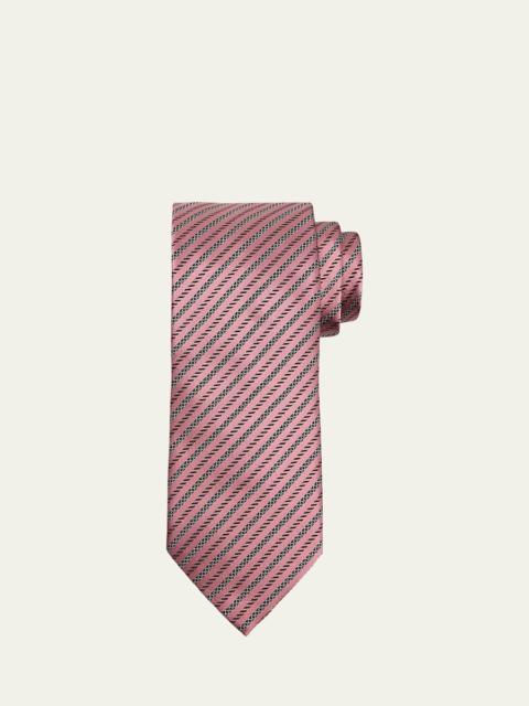 ZEGNA Men's Satin Diagonal Stripe Silk Tie