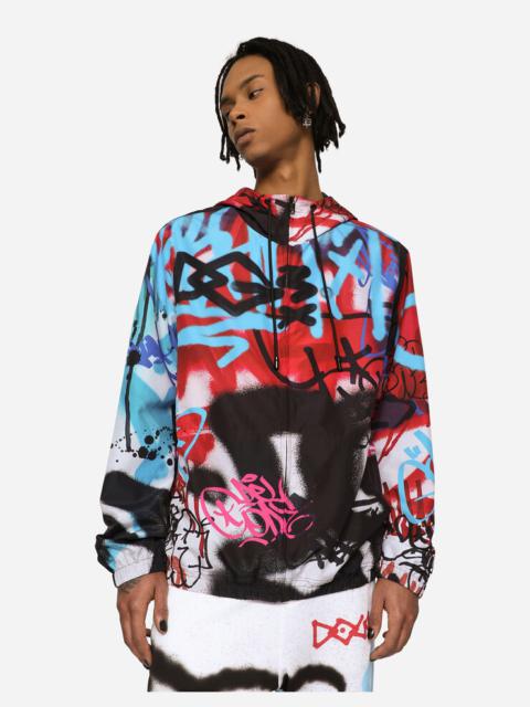 Dolce & Gabbana Hooded printed nylon jacket