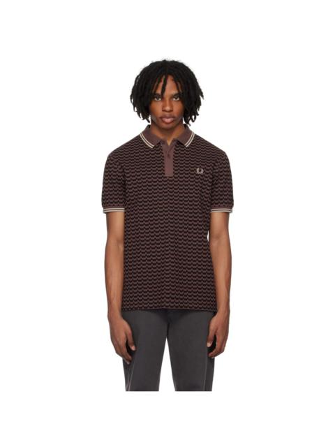 Fred Perry Brown Abstract Polo