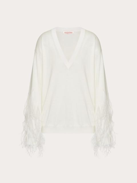 Valentino WOOL SWEATER WITH FEATHERS