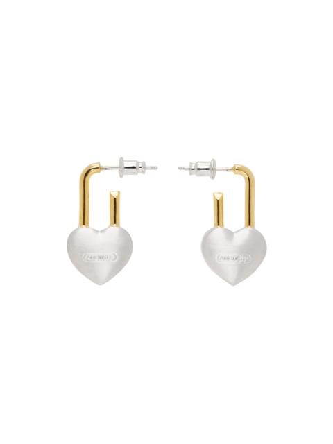 Ambush Silver & Gold Small Heart Padlock Earrings