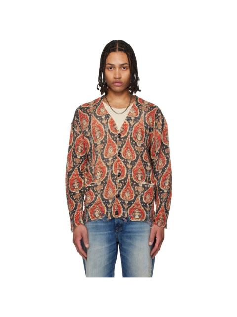 R13 Black & Orange Printed Boyfriend Cardigan