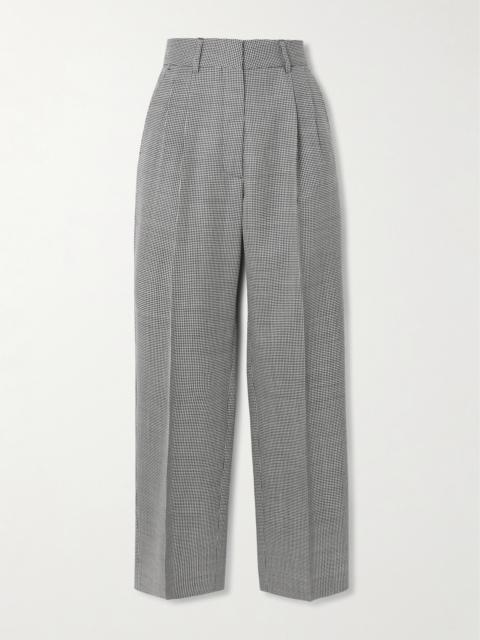 BLAZÉ MILANO Fox Pleated Houndstooth Wool-twill Straight-leg Pants