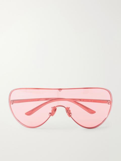 GUCCI Logo-engraved D-frame metal sunglasses Red