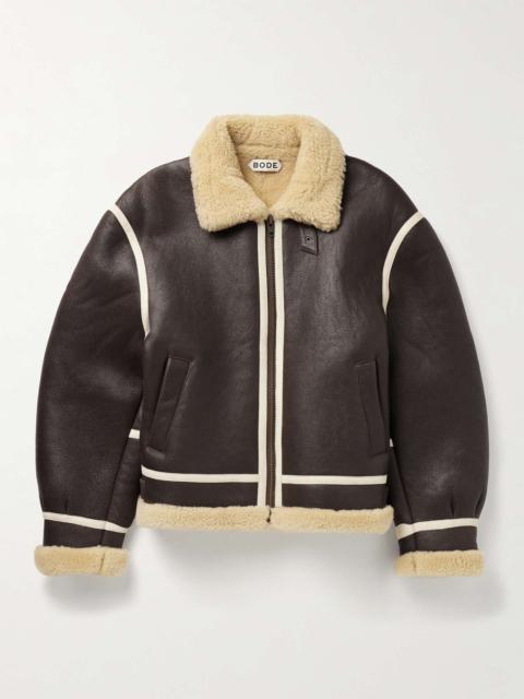 BODE Leather-Trimmed Shearling Jacket