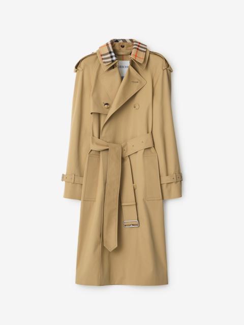 Long Detachable Collar Gabardine Trench Coat