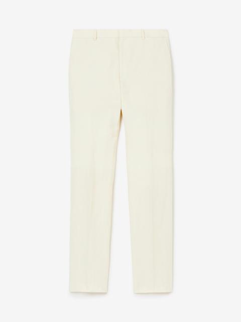 Linen Blend Slim Fit Tailored Trousers