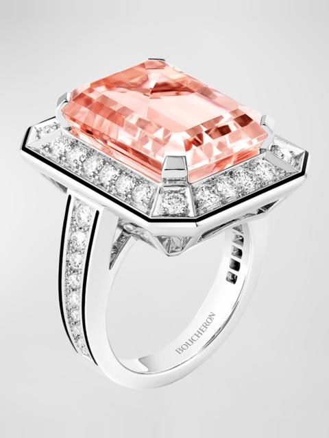 Boucheron Vendôme Liseré 18K White Gold Morganite & Diamond Ring
