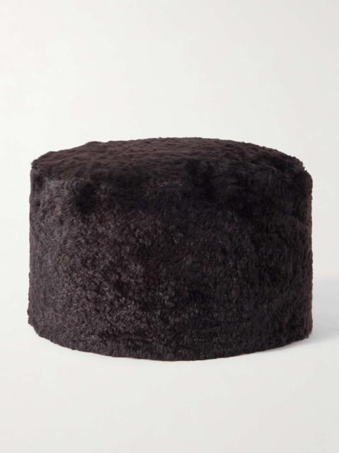 Shearling pillbox hat