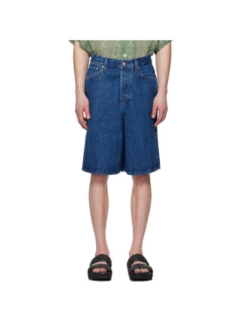 Dries Van Noten Blue Faded Denim Shorts