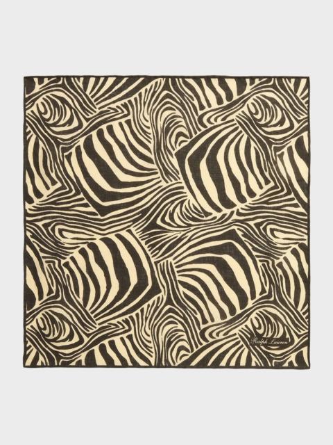 Ralph Lauren Men's Zebra-Print Linen Pocket Square