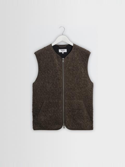 Wax London Ossian - Dusty Brown Boucle Wool Gilet