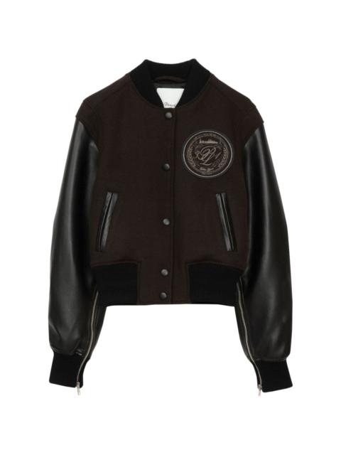 logo-patch knitted bomber jacket