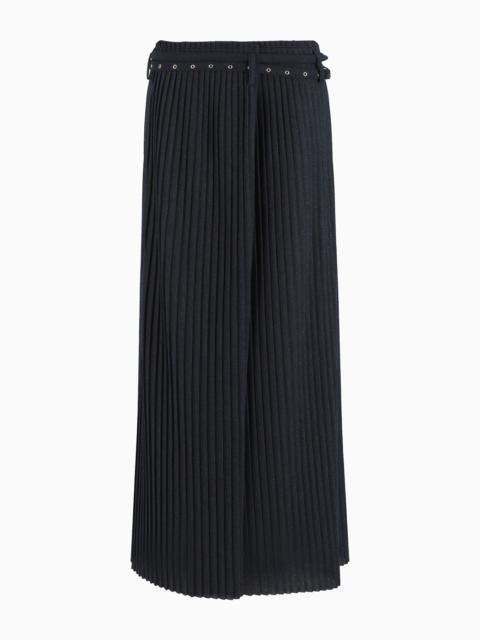 GIORGIO ARMANI Pleated wool jersey midi skirt