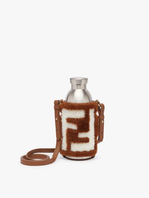 FENDI Brown FF leather flask holder