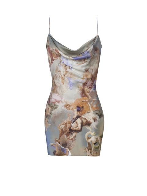 Balmain Sky printed satin babydoll dress