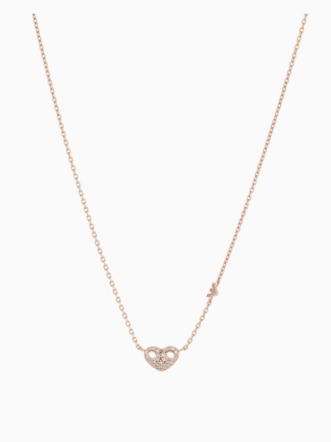 EMPORIO ARMANI ROSE GOLD-TONE STERLING SILVER HEART NECKLACE