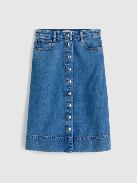 Madewell Denim Button-Front A-Line Midi Skirt
