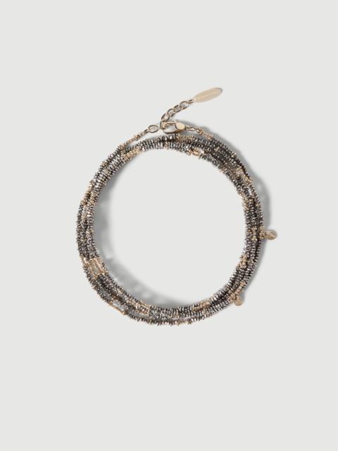 Brunello Cucinelli Brown Hematite Sterling silver wrap bracelet