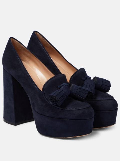 Suede platform pumps