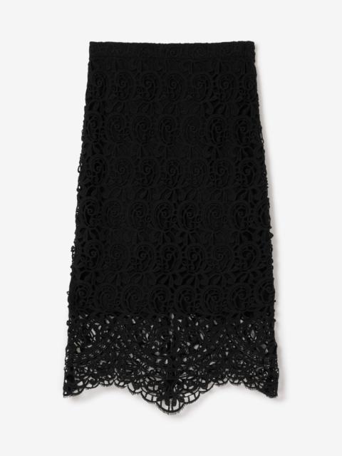 Burberry High Waist Lace Embroidered Midi Skirt | italist