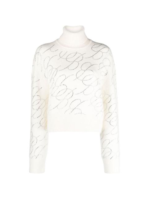 logo-embellished roll-neck jumper