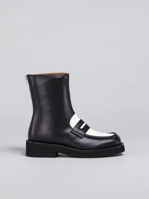 Marni BI-COLORED LEATHER ANKLE BOOT