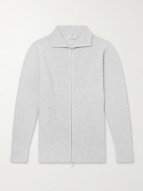 JOHN SMEDLEY Mallam Ribbed Recycled-Cashmere and Wool-Blend Zip-Up Cardigan