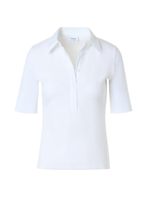 AKRIS Women's Ribbed Stretch-Jersey Polo Shirt - Cream