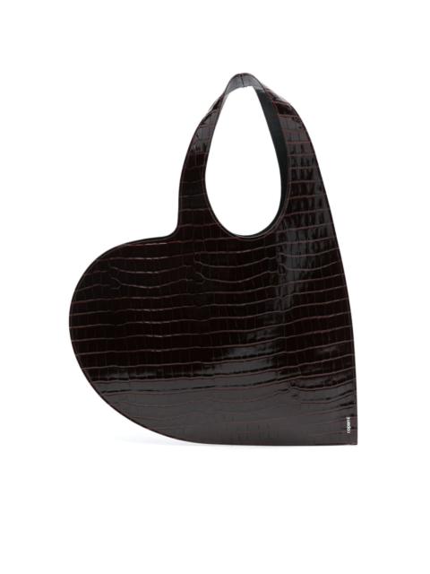 Heart leather tote bag