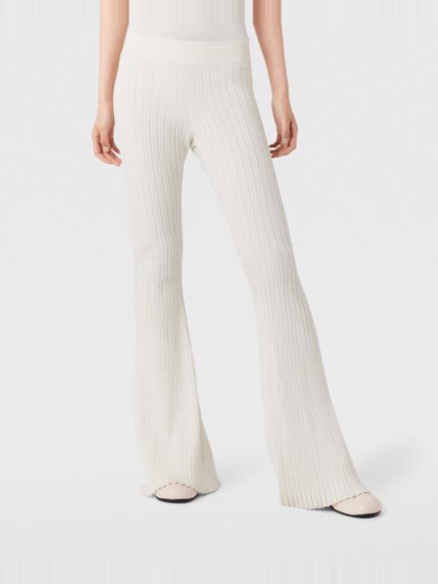 Ribbed Mid-Rise Flared Pants