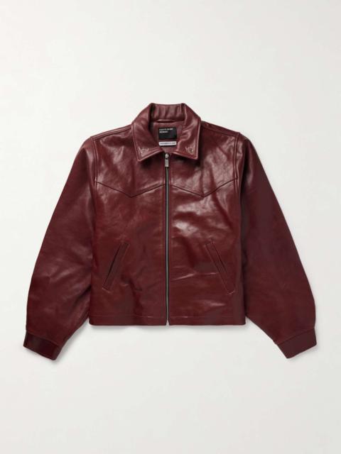 Enfants Riches Déprimés Principe de L'Amour Cropped Embroidered Leather Jacket