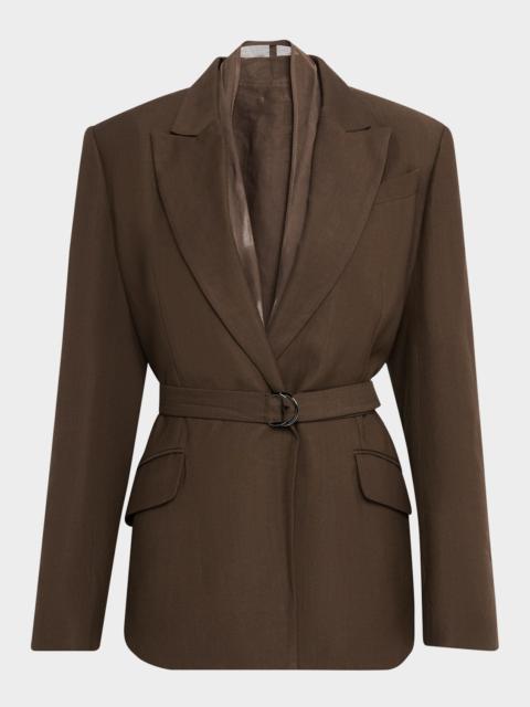Brunello Cucinelli Belted Linen Twill Blazer