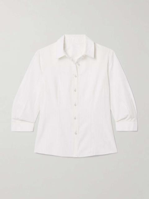 CAROLINA HERRERA Icon faux pearl-embellished moire shirt White