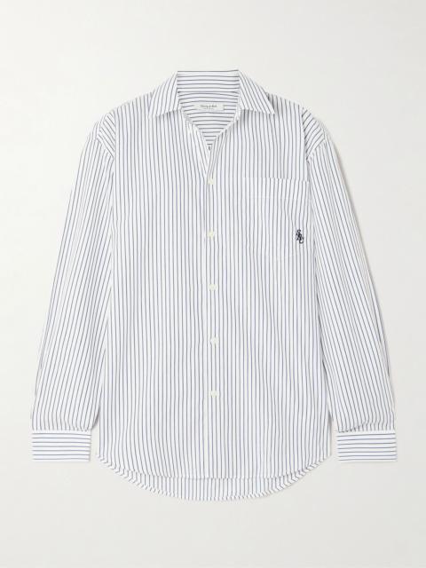 SRC embroidered striped cotton-poplin shirt White