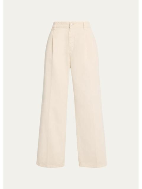 Brunello Cucinelli Garment Dye Straight-Leg Ankle Pants
