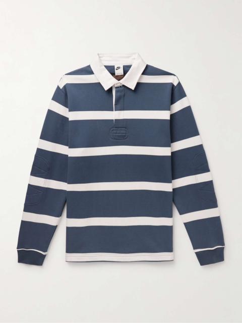 Nike Life Twill-Trimmed Striped Cotton-Jersey Rugby Shirt