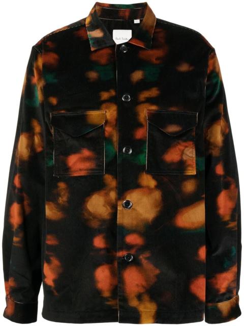 tie-dye print corduroy shirt