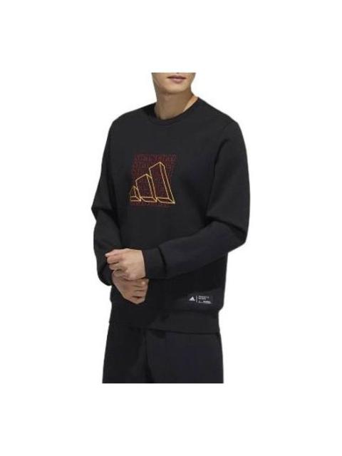 adidas Unisex Logo Printing Round-neck Sweatshirt Black GP1859