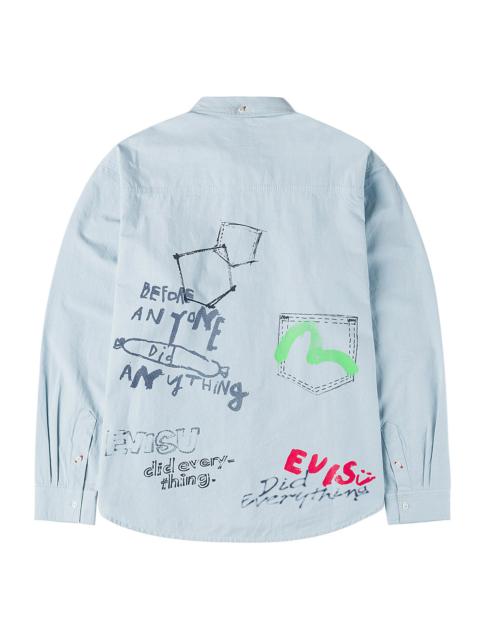 EVISU Hand-Drawn Print Long-Sleeve Shirt