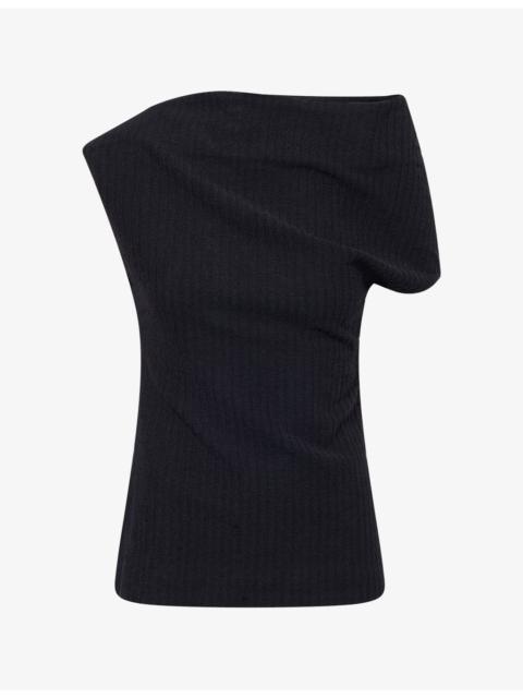 TOTEME Textured One-Shoulder Cotton Top