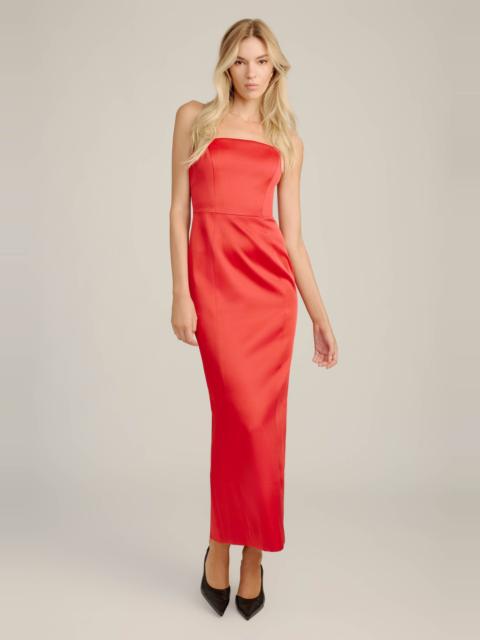 BARDOT Lucille Satin Maxi Dress In Deep Red