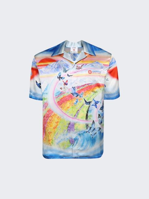 CASABLANCA Cuban Collar Short Sleeve Shirt Butterfly Mountain