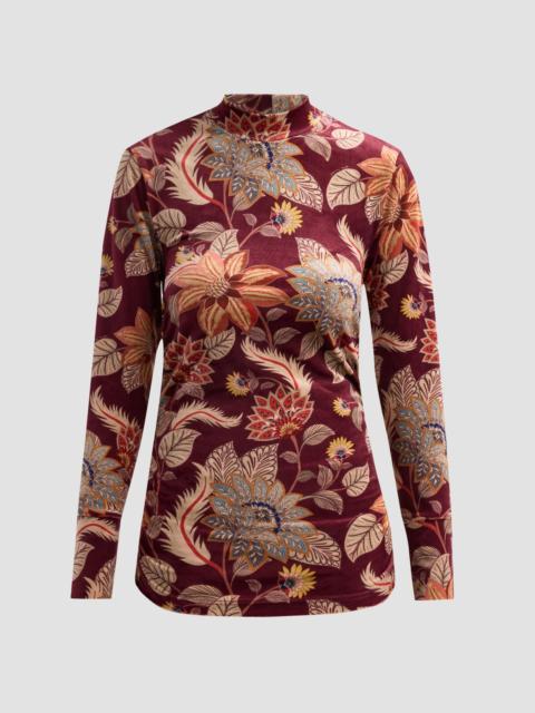 FARM RIO Women's Delhi Floral Velvet Top - Dark Red