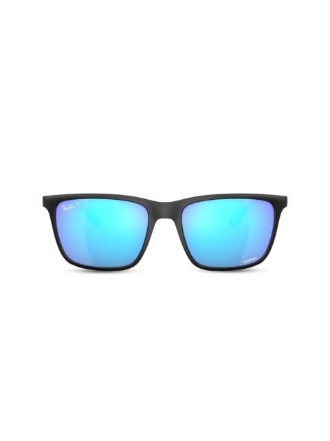 rectangle-frame mirrored-lens sunglasses